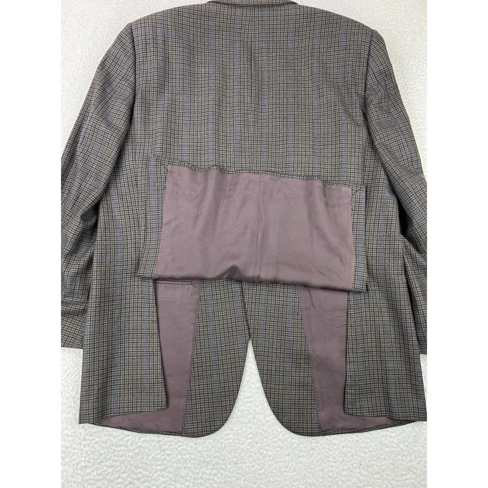 Ermenegildo Zegna Mens 46R Gray Plaid Wool Tweed Sport Coat Blazer EU 56R